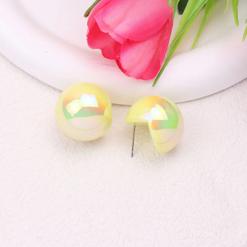 1 Pair IG Style Simple Style Round Plating Arylic Ear Studs