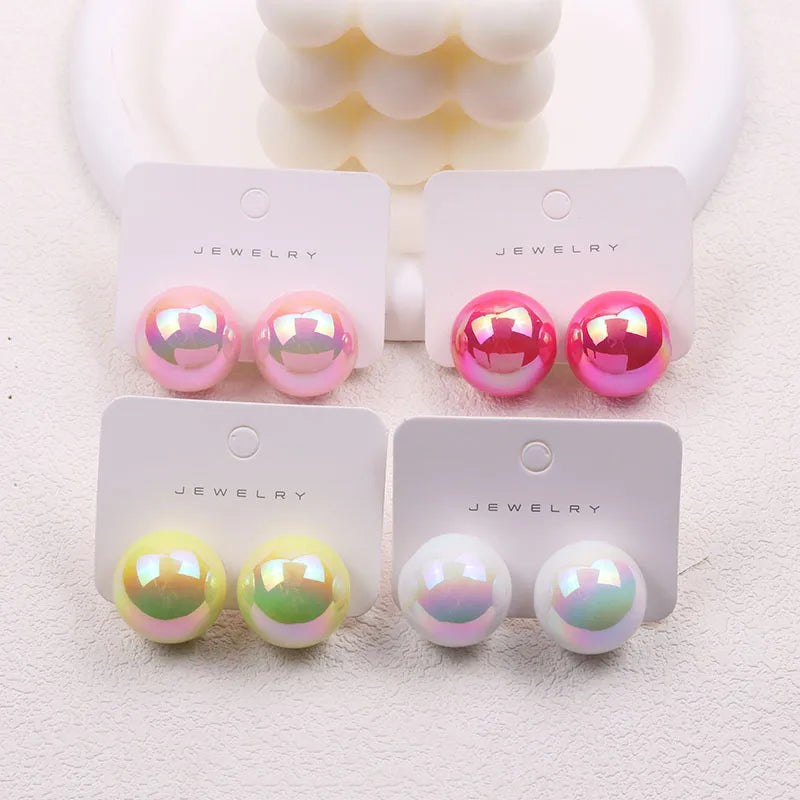 1 Pair IG Style Simple Style Round Plating Arylic Ear Studs