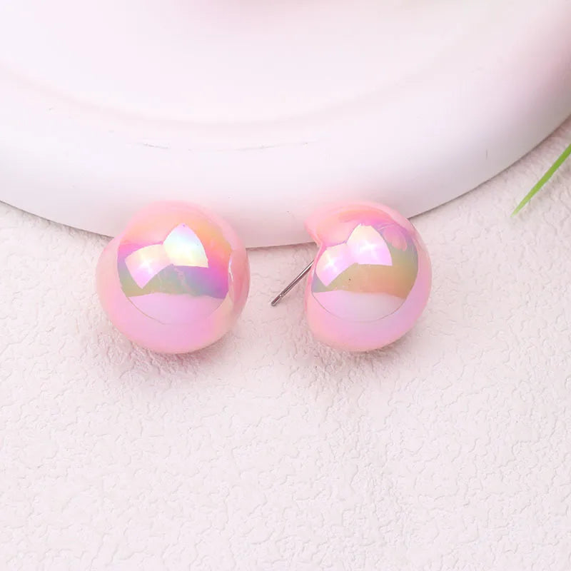 1 Pair IG Style Simple Style Round Plating Arylic Ear Studs