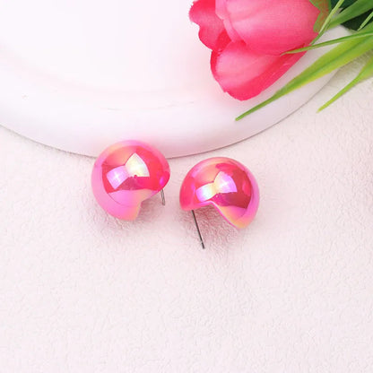 1 Pair IG Style Simple Style Round Plating Arylic Ear Studs