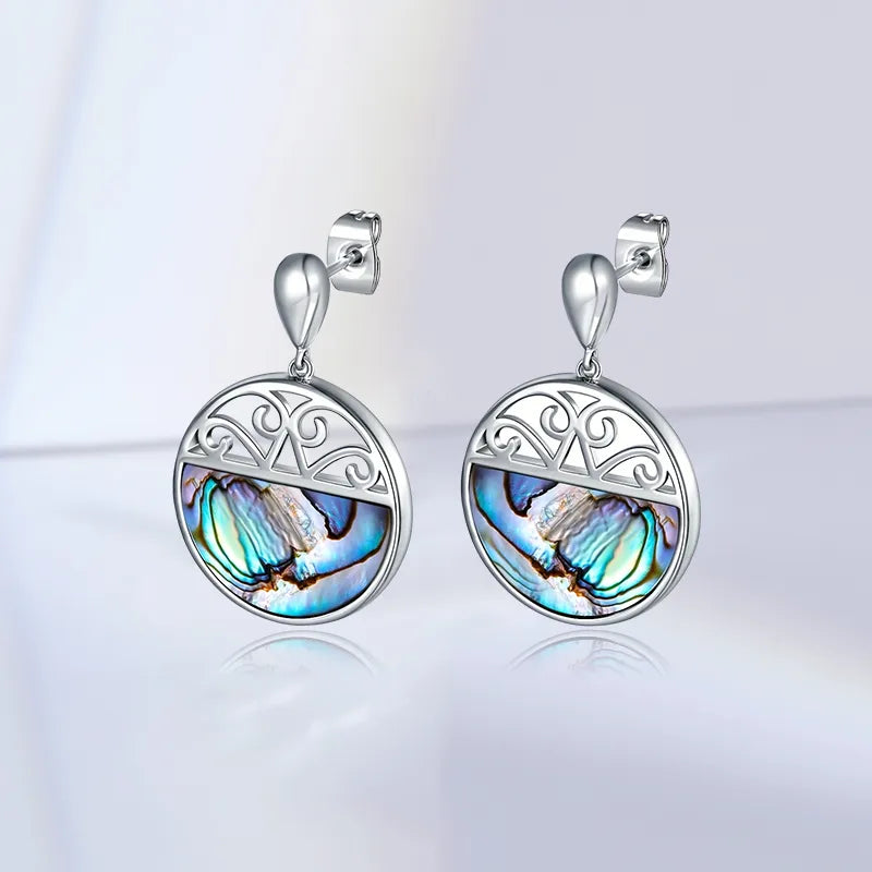 1 Pair Ig Style Simple Style Round Plating Inlay Copper Shell White Gold Plated Drop Earrings