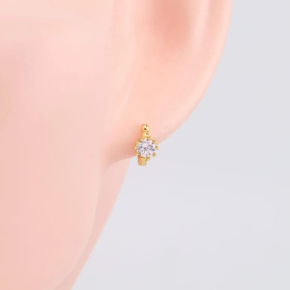 1 Pair Ig Style Simple Style Round Plating Inlay Sterling Silver Zircon White Gold Plated Gold Plated Earrings