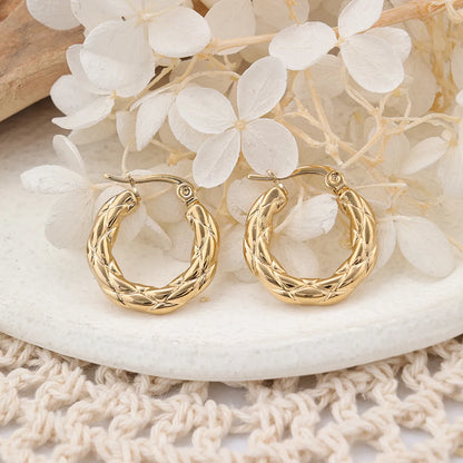 1 Pair IG Style Simple Style Round Plating Stainless Steel Earrings