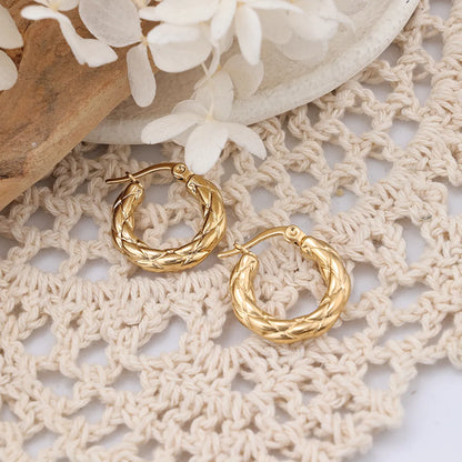 1 Pair IG Style Simple Style Round Plating Stainless Steel Earrings