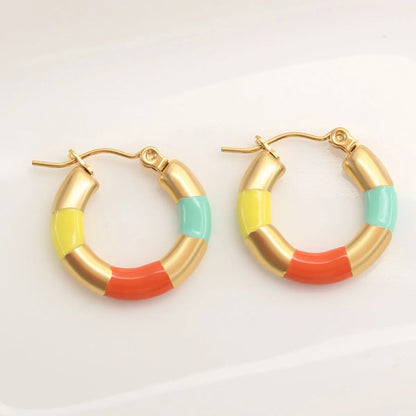 1 Pair Ig Style Simple Style Round Plating Stainless Steel Gold Plated Earrings