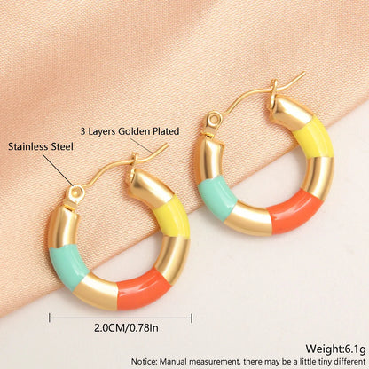 1 Pair Ig Style Simple Style Round Plating Stainless Steel Gold Plated Earrings