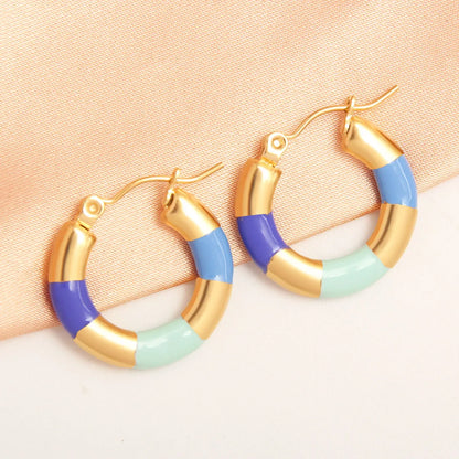 1 Pair Ig Style Simple Style Round Plating Stainless Steel Gold Plated Earrings