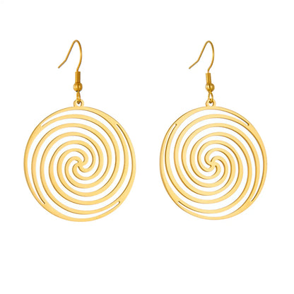 1 Pair Ig Style Simple Style Round Plating Titanium Steel 18k Gold Plated Drop Earrings