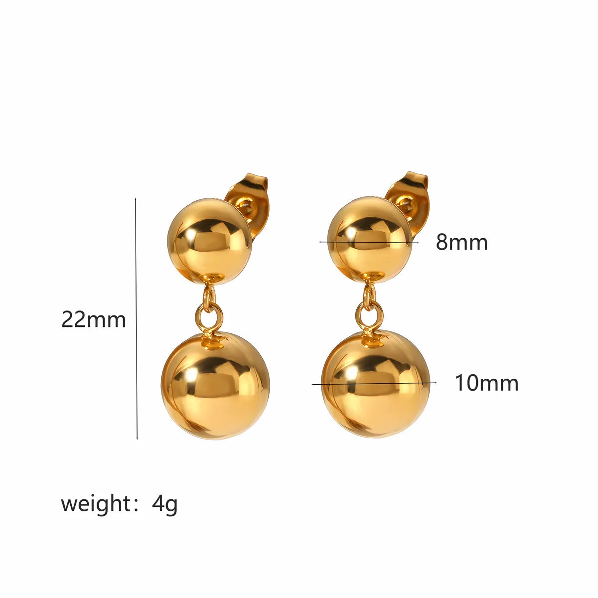 1 Pair IG Style Simple Style Round Polishing Plating 304 Stainless Steel Drop Earrings Ear Studs