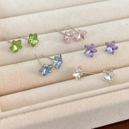 1 Pair IG Style Simple Style Round Star Inlay Crystal Zirconium Zircon Ear Studs