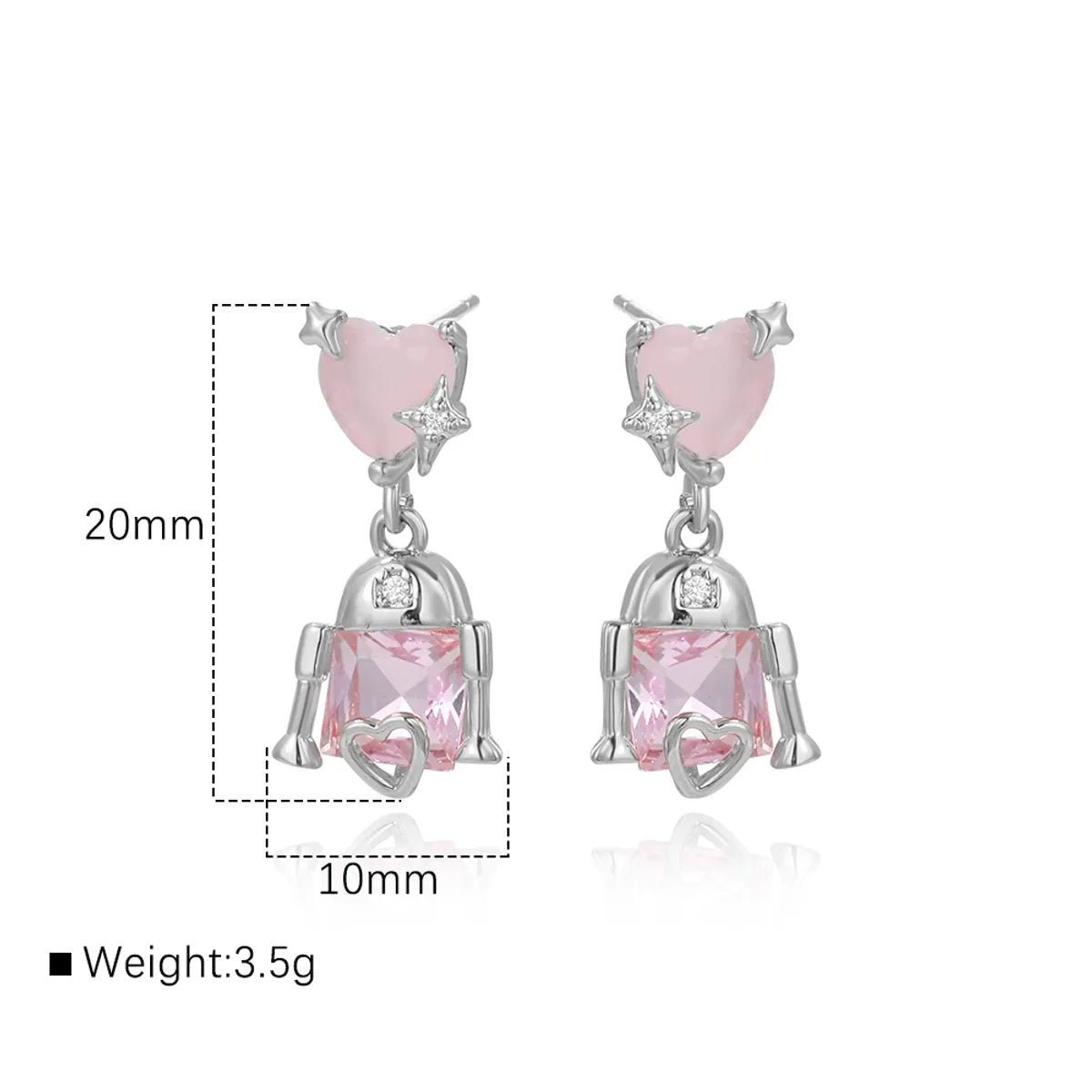 1 Pair IG Style Simple Style Shiny Geometric Heart Shape Inlay Copper Zircon 18K Gold Plated White Gold Plated Drop Earrings