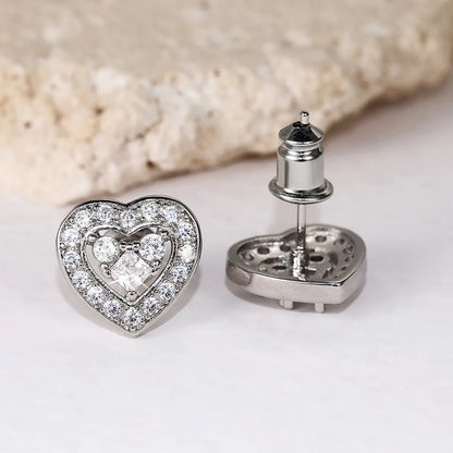 1 Pair IG Style Simple Style Shiny Heart Shape Inlay Copper Zircon Ear Studs