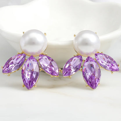 1 Pair IG Style Simple Style Shiny Irregular Inlay Alloy Pearl Zircon Ear Studs