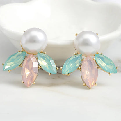 1 Pair IG Style Simple Style Shiny Irregular Inlay Alloy Pearl Zircon Ear Studs