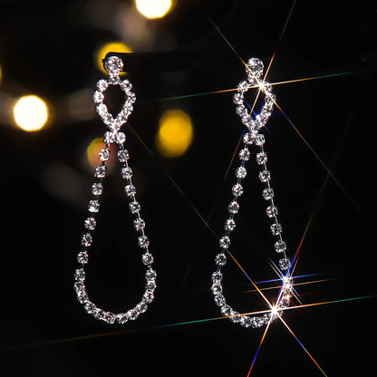 1 Pair IG Style Simple Style Shiny Water Droplets Inlay Rhinestone Rhinestones Drop Earrings