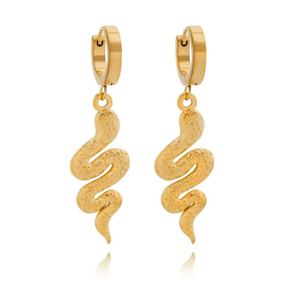 1 Pair IG Style Simple Style Snake Stainless Steel Gold Plated Drop Earrings