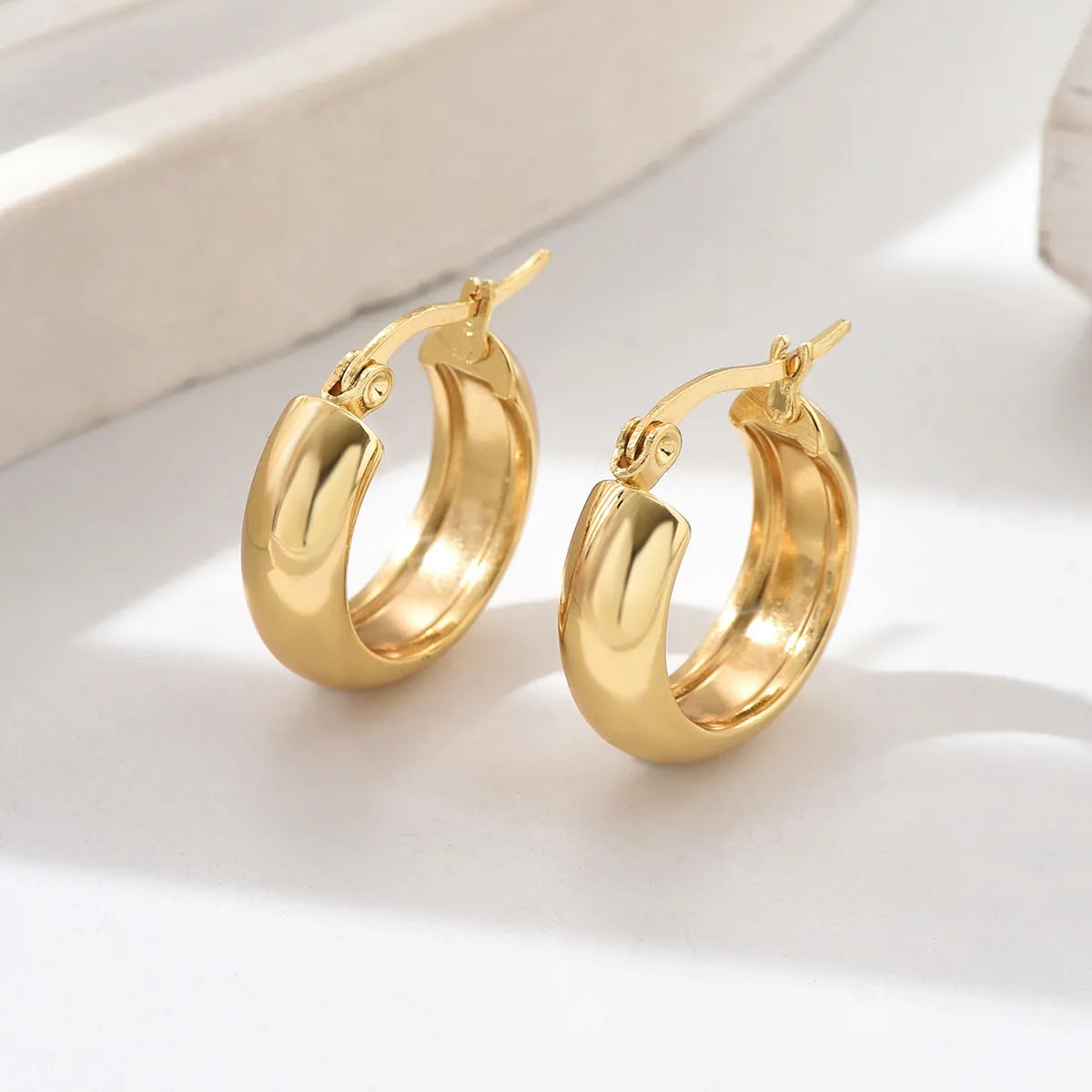 1 Pair IG Style Simple Style Solid Color 201 Stainless Steel 18K Gold Plated Earrings