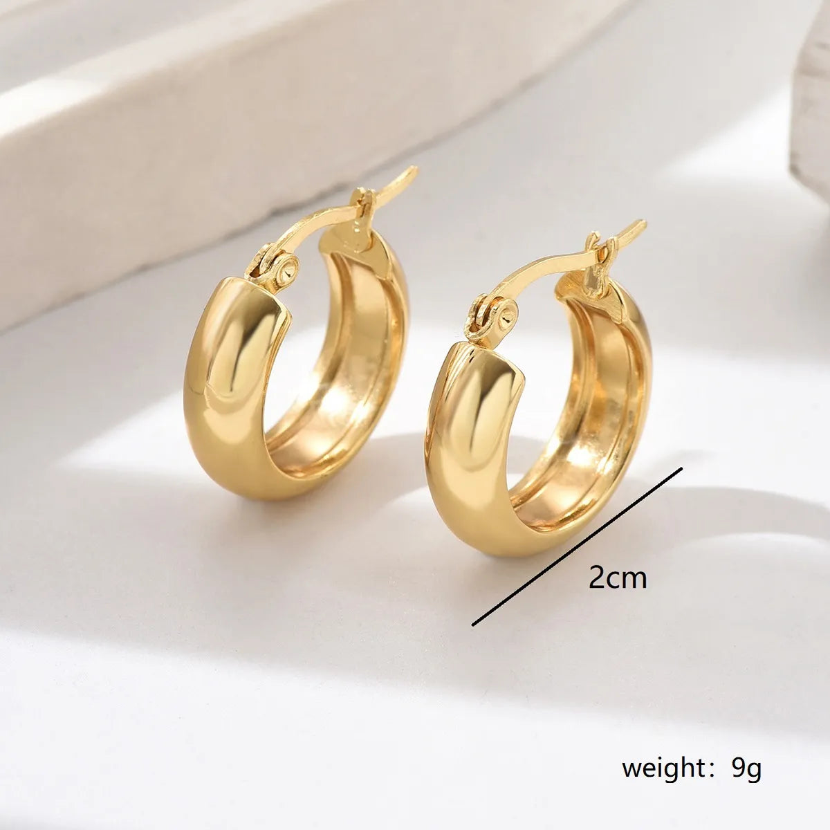 1 Pair IG Style Simple Style Solid Color 201 Stainless Steel 18K Gold Plated Earrings