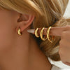 1 Pair IG Style Simple Style Solid Color 201 Stainless Steel 18K Gold Plated Earrings