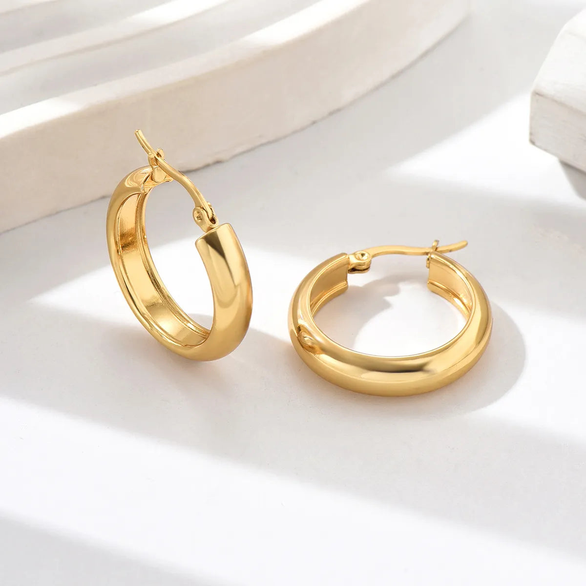 1 Pair IG Style Simple Style Solid Color 201 Stainless Steel 18K Gold Plated Earrings