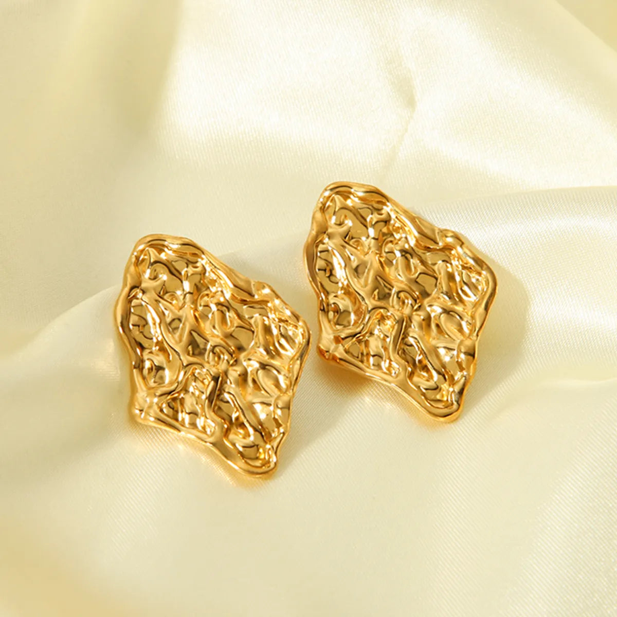 1 Pair Ig Style Simple Style Solid Color Asymmetrical Plating Stainless Steel 18k Gold Plated Ear Studs