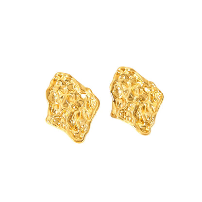 1 Pair Ig Style Simple Style Solid Color Asymmetrical Plating Stainless Steel 18k Gold Plated Ear Studs