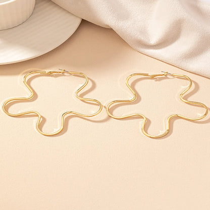 1 Pair Ig Style Simple Style Solid Color Flower Plating Ferroalloy Gold Plated Earrings