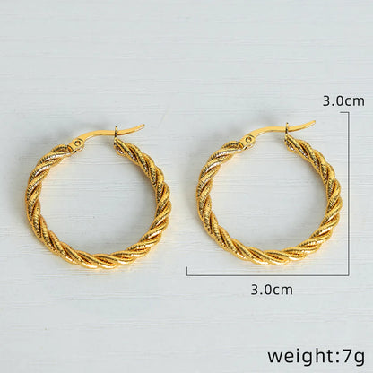 1 Pair Ig Style Simple Style Solid Color Plating Inlay Titanium Steel Pearl 18k Gold Plated Earrings