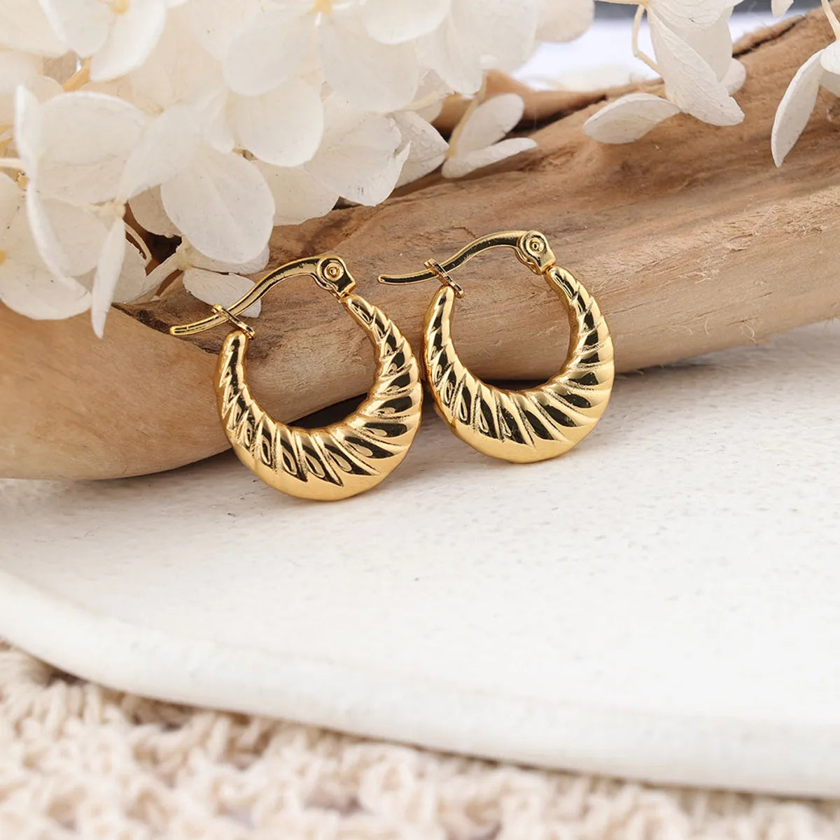 1 Pair IG Style Simple Style Solid Color Plating Stainless Steel Earrings