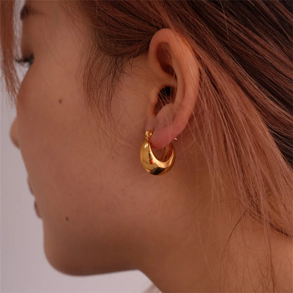 1 Pair Ig Style Simple Style Solid Color Plating Stainless Steel Gold Plated Earrings