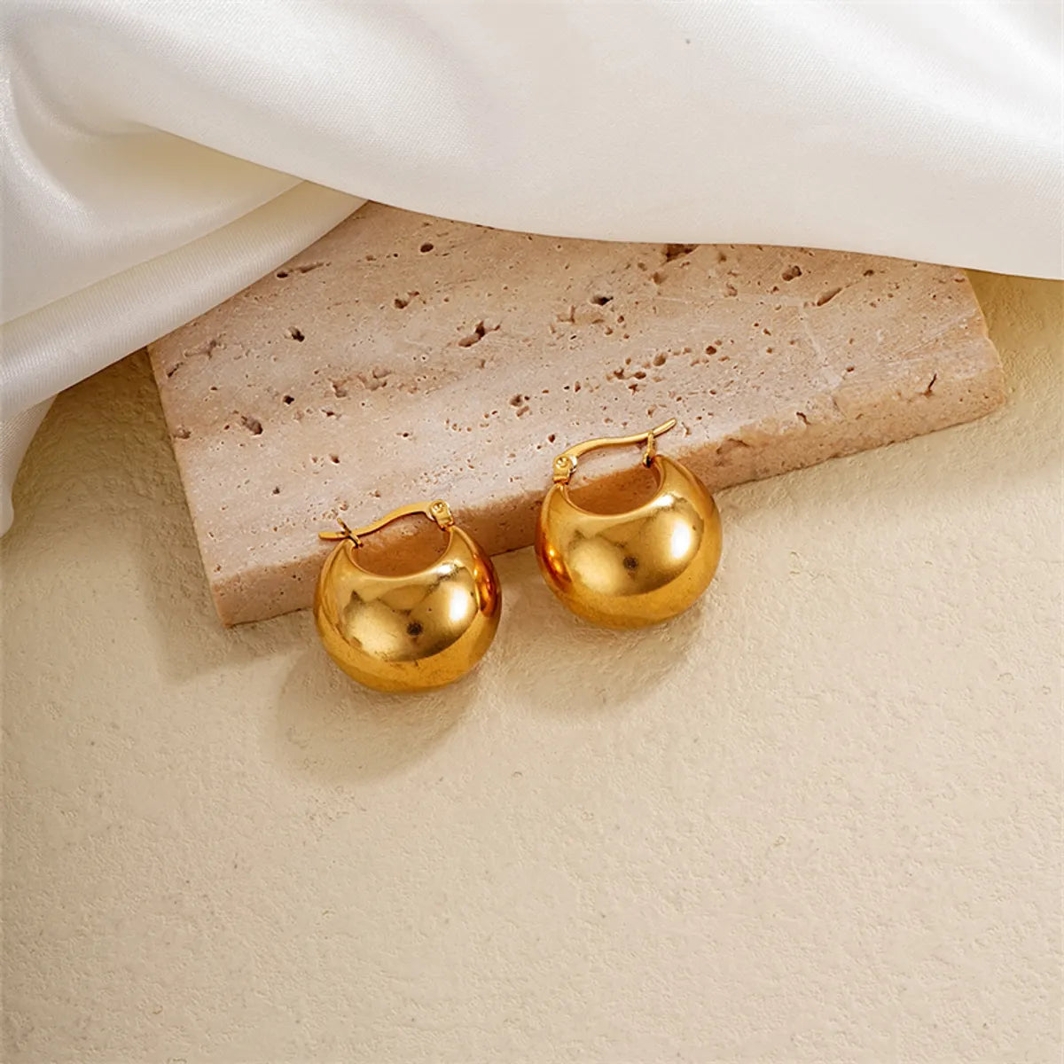 1 Pair Ig Style Simple Style Solid Color Plating Stainless Steel Gold Plated Earrings