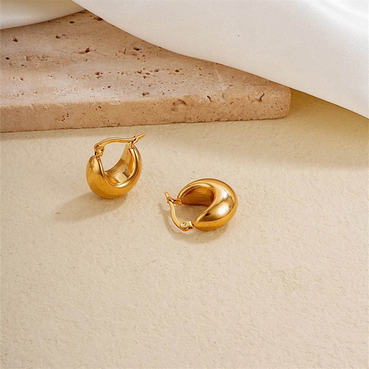 1 Pair Ig Style Simple Style Solid Color Plating Stainless Steel Gold Plated Earrings