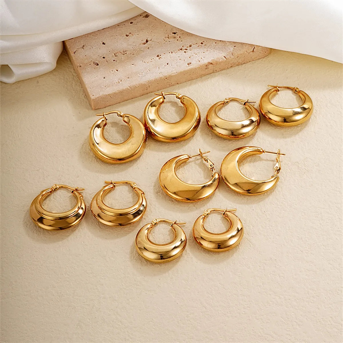 1 Pair Ig Style Simple Style Solid Color Plating Stainless Steel Gold Plated Earrings