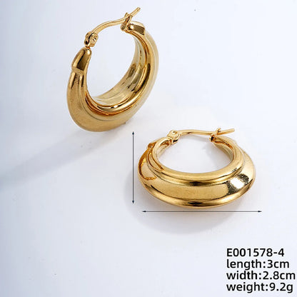 1 Pair Ig Style Simple Style Solid Color Plating Stainless Steel Gold Plated Earrings