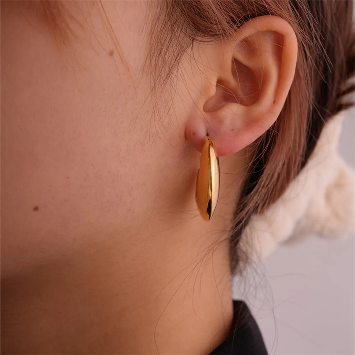 1 Pair Ig Style Simple Style Solid Color Plating Stainless Steel Gold Plated Earrings