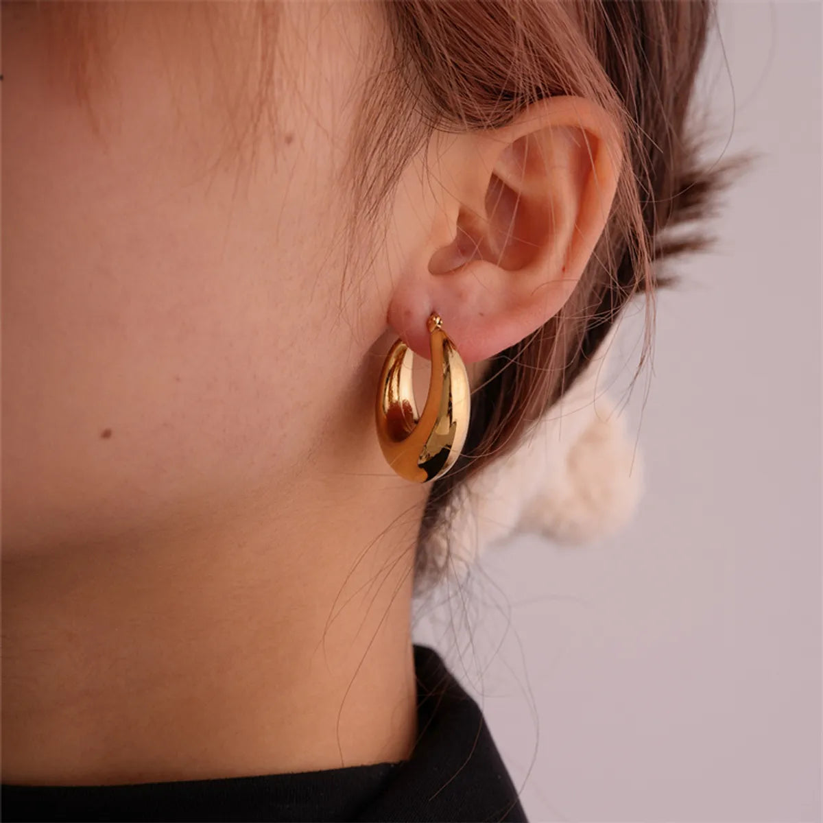 1 Pair Ig Style Simple Style Solid Color Plating Stainless Steel Gold Plated Earrings