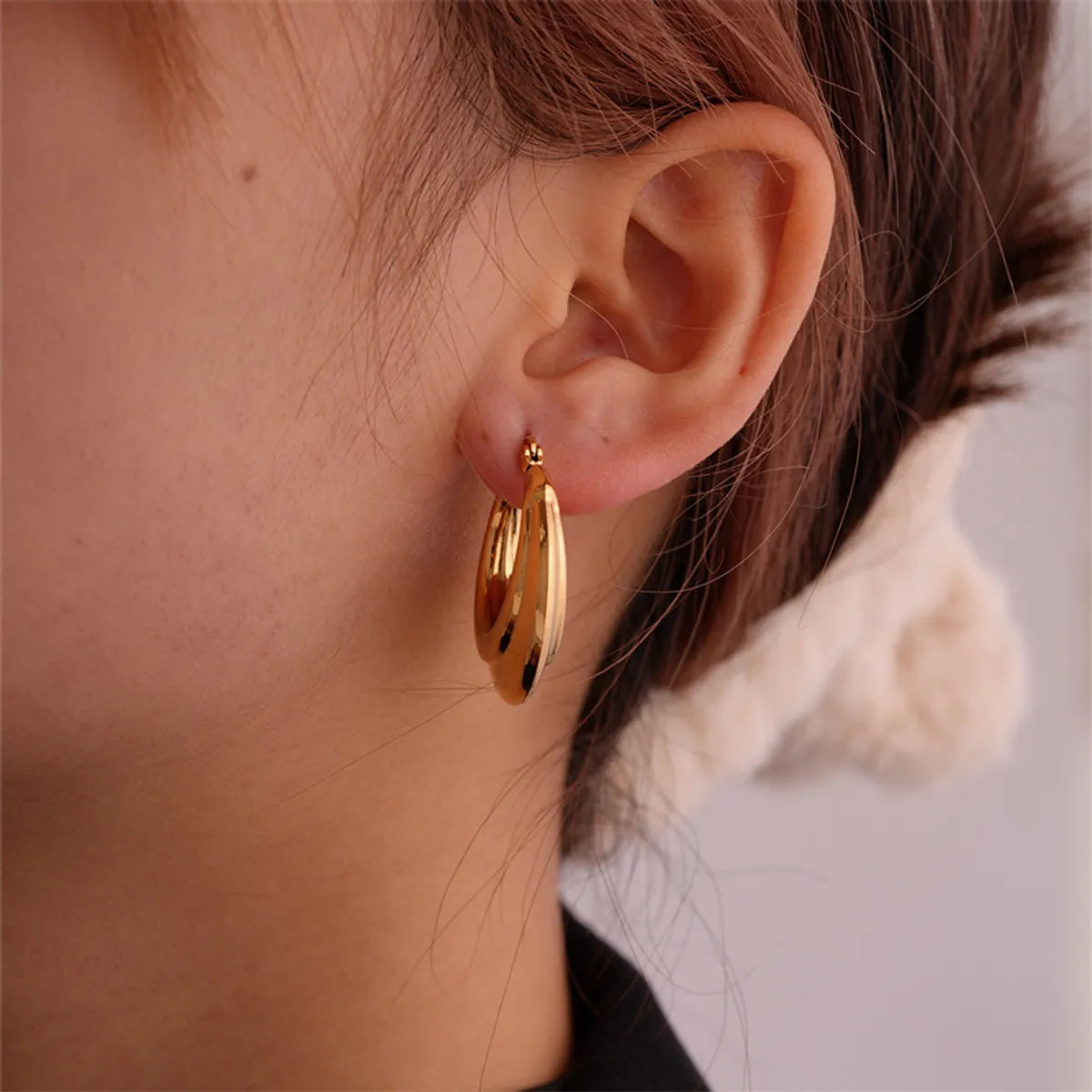 1 Pair Ig Style Simple Style Solid Color Plating Stainless Steel Gold Plated Earrings