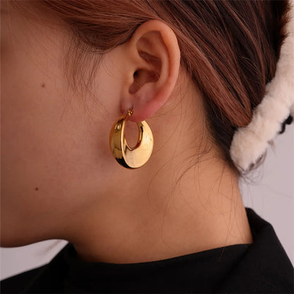 1 Pair Ig Style Simple Style Solid Color Plating Stainless Steel Gold Plated Earrings