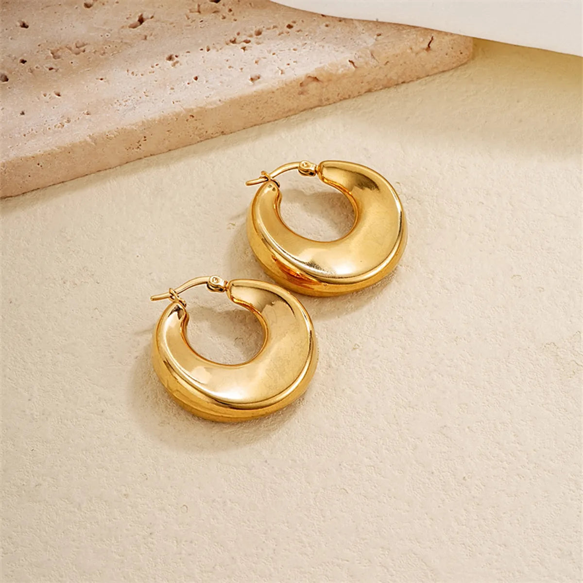 1 Pair Ig Style Simple Style Solid Color Plating Stainless Steel Gold Plated Earrings