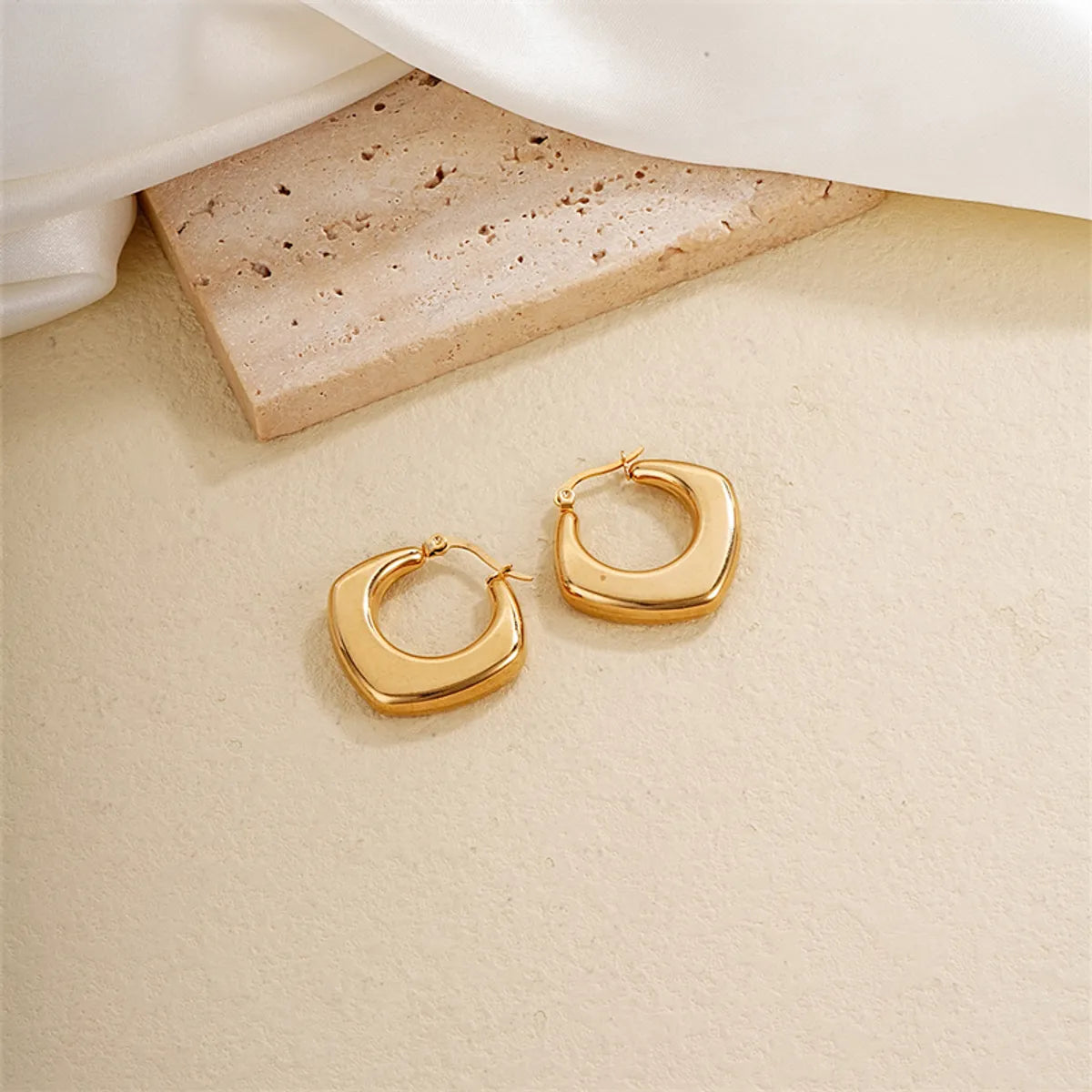 1 Pair Ig Style Simple Style Solid Color Plating Stainless Steel Gold Plated Earrings