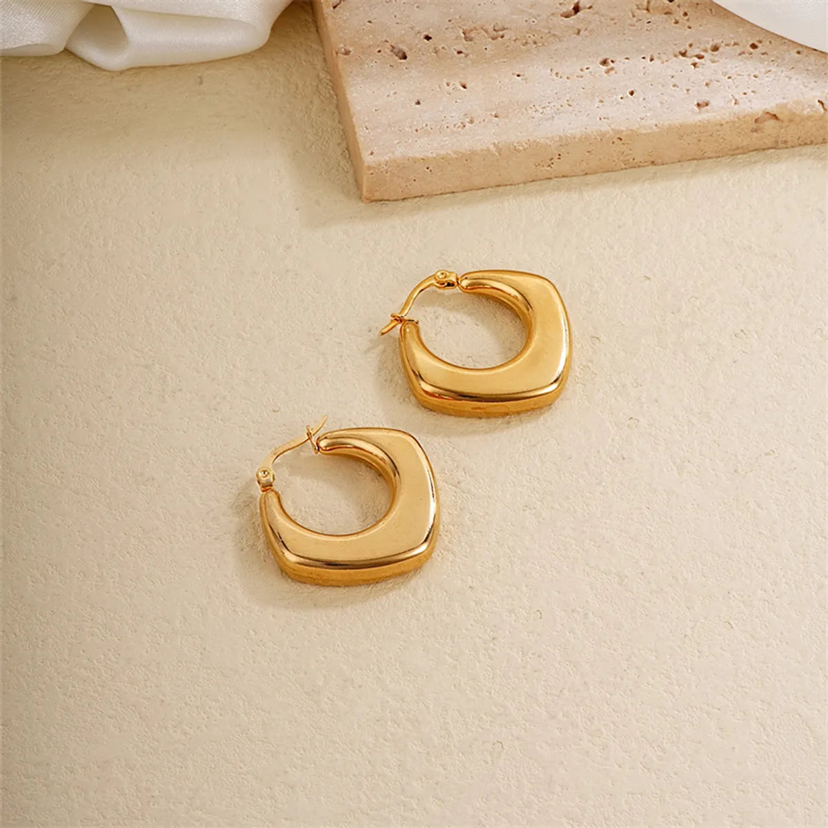 1 Pair Ig Style Simple Style Solid Color Plating Stainless Steel Gold Plated Earrings