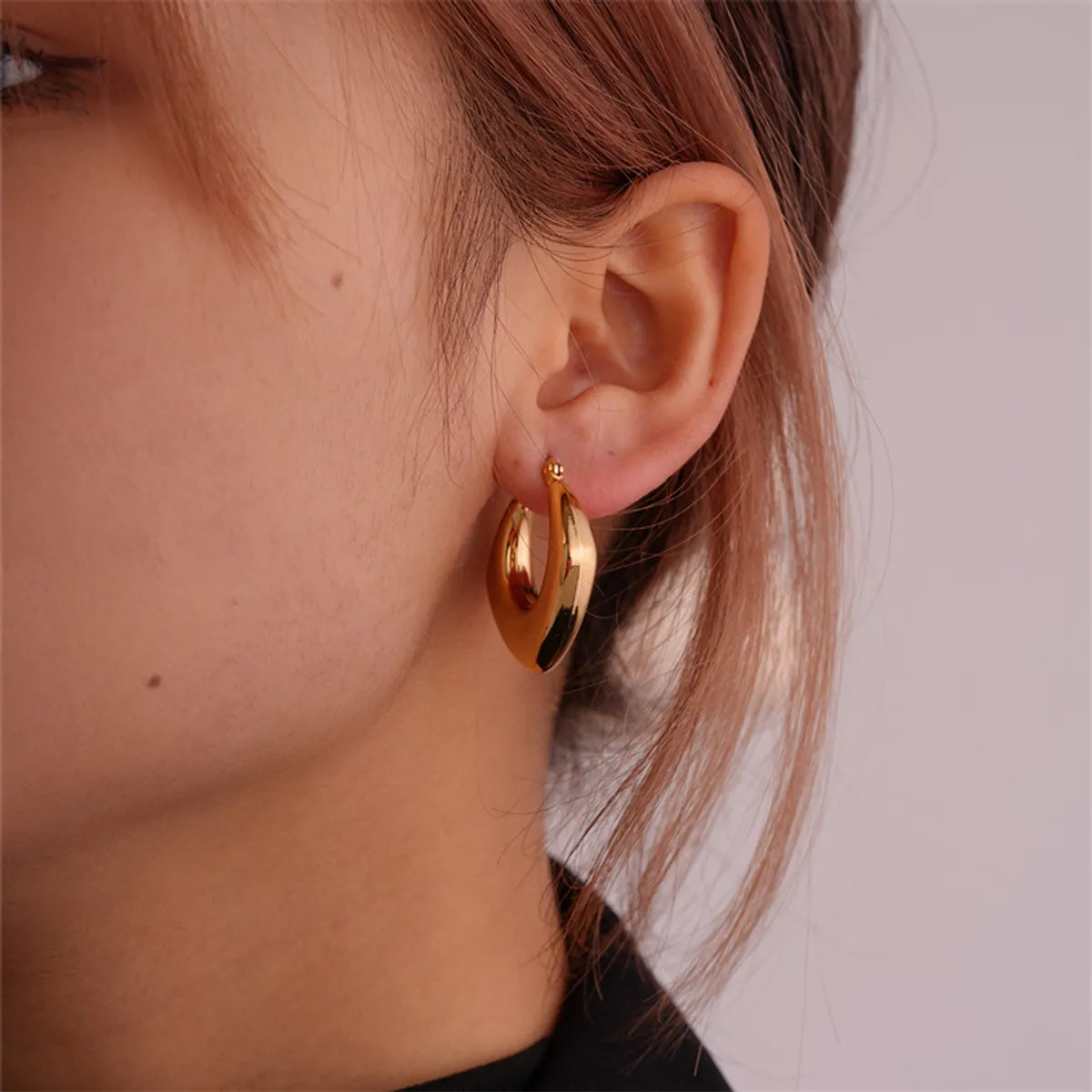 1 Pair Ig Style Simple Style Solid Color Plating Stainless Steel Gold Plated Earrings