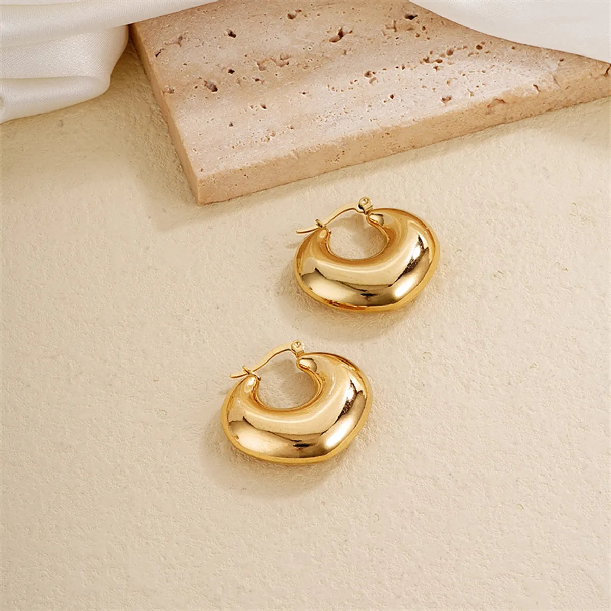 1 Pair Ig Style Simple Style Solid Color Plating Stainless Steel Gold Plated Earrings