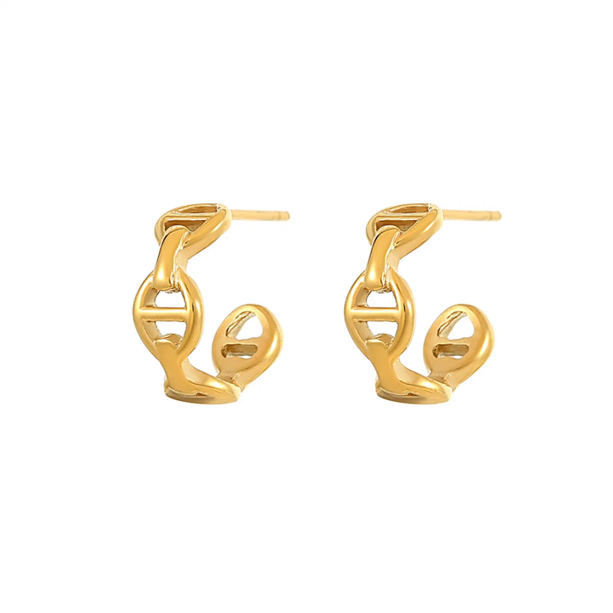 1 Pair Ig Style Simple Style Solid Color Polishing Plating Stainless Steel Titanium Steel Gold Plated Ear Studs