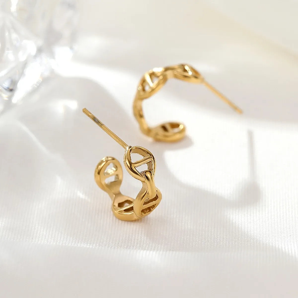 1 Pair Ig Style Simple Style Solid Color Polishing Plating Stainless Steel Titanium Steel Gold Plated Ear Studs