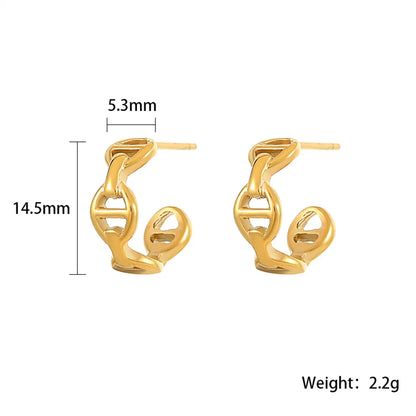 1 Pair Ig Style Simple Style Solid Color Polishing Plating Stainless Steel Titanium Steel Gold Plated Ear Studs