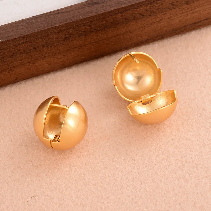 1 Pair Ig Style Simple Style Spherical Solid Color Plating Three-Dimensional Copper 18k Gold Plated Ear Studs