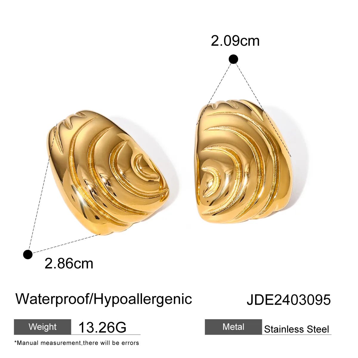 1 Pair IG Style Simple Style Spiral 316 Stainless Steel  18K Gold Plated Ear Studs