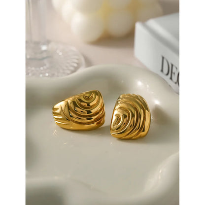 1 Pair IG Style Simple Style Spiral 316 Stainless Steel  18K Gold Plated Ear Studs