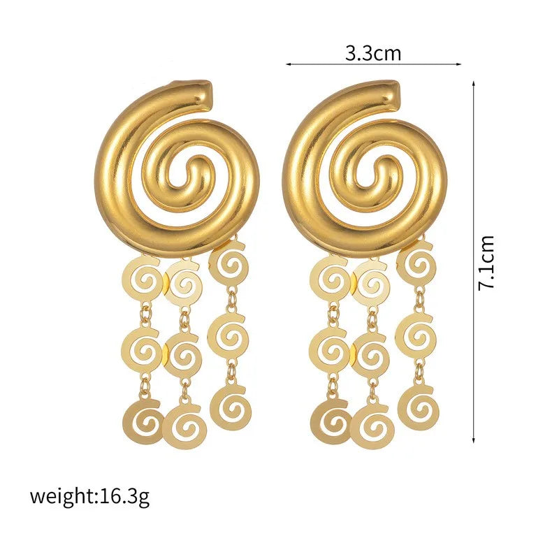 1 Pair IG Style Simple Style Spiral Tassel 304 Stainless Steel Drop Earrings